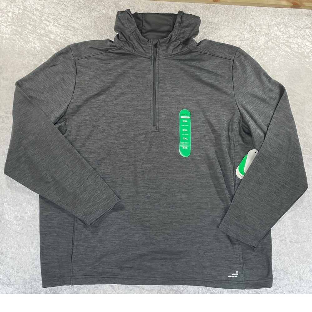 BCG Hoodie Men 3XL Gray New Performance Fit 1/4 Zip Heathered Space Dye